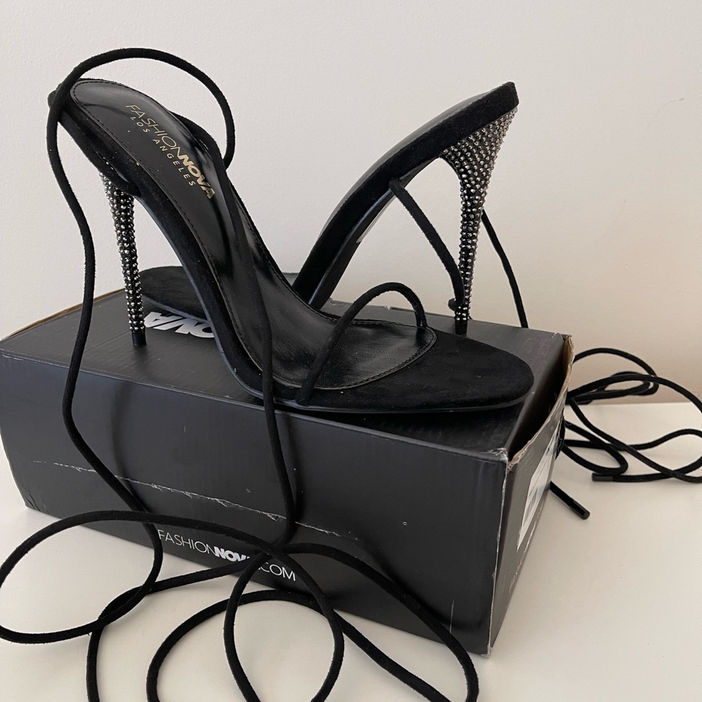 Fashion Nova Black Lace Up Heels